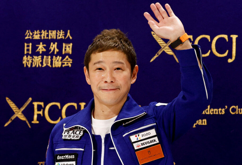 FILE PHOTO: Japanese billionaire Yusaku Maezawa, who returned to Earth last month after a 12-day journey into space, attends a news conference after returning to Japan, at the Foreign Correspondents' Club of Japan, in Tokyo, Japan January 7, 2022. REUTERS/Issei Kato/File Photo