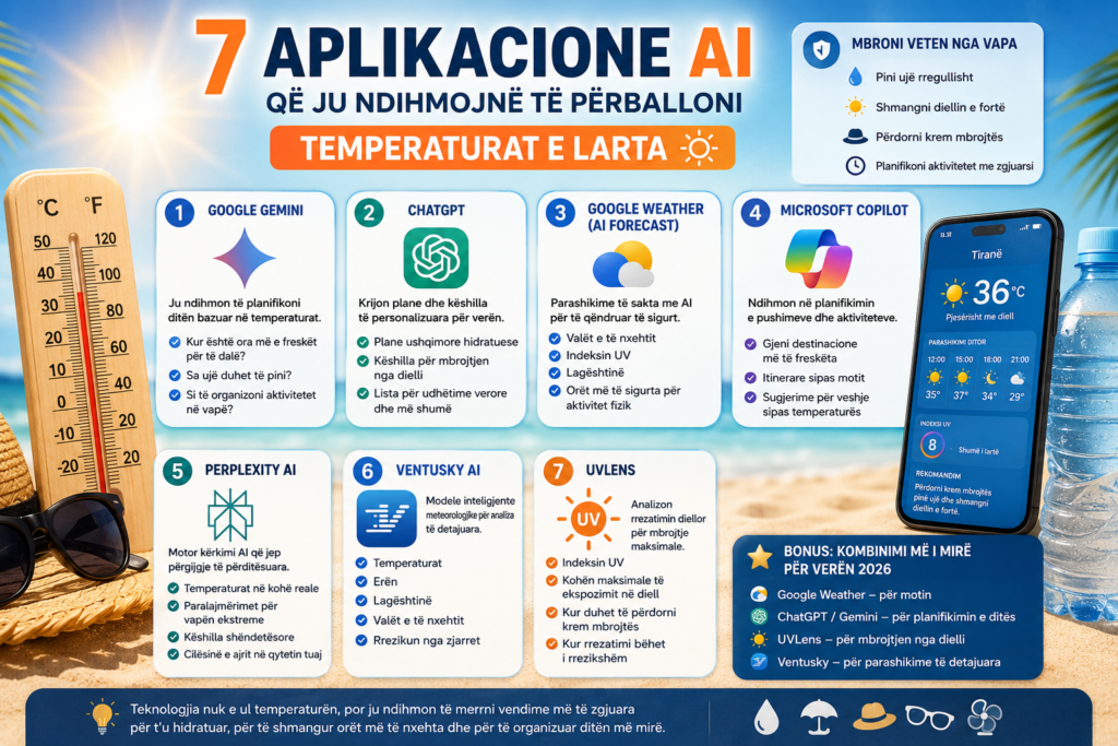 AI kundër vapës: 7 aplikacione që ju ndihmojnë të përballoni temperaturat e larta
